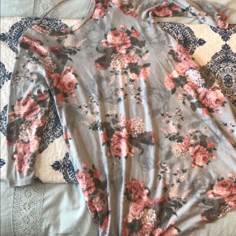 Gray and Pink Floral Dress